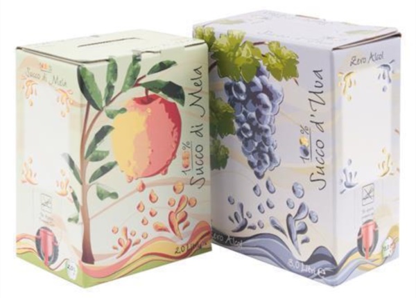Bag in Box succo di mela e uva| Packaging - Espositori - Bag in Box 